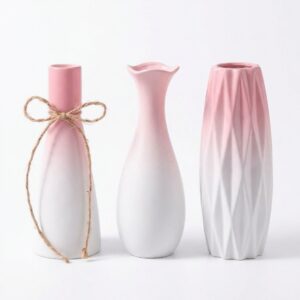 gradient pink white ceramic vase set of 3